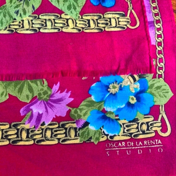 Oscar De La Renta Hand Rolled Silk Scarf, RARE - Picture 5 of 5